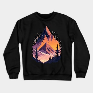 Mountains with coniferous forest at sunset Crewneck Sweatshirt